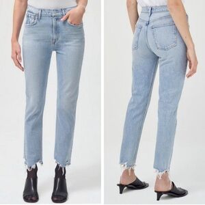 AGOLDE Merrel Mid Rise Straight Leg Jeans in Astray Fray Hem Size 26